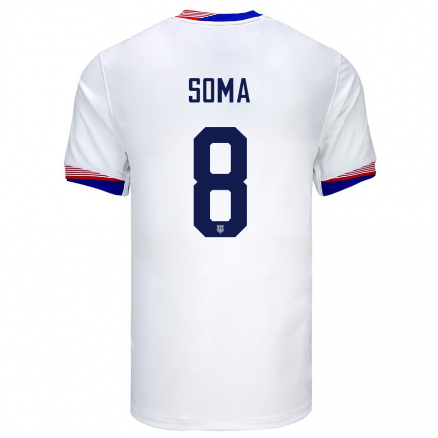 Kinder Fußball Vereinigte Staaten Pedro Soma #8 Weiß Heimtrikot Trikot 24-26 T-Shirt Luxemburg