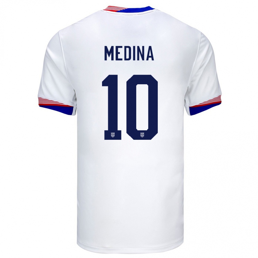 Kinder Fußball Vereinigte Staaten Cruz Medina #10 Weiß Heimtrikot Trikot 24-26 T-Shirt Luxemburg