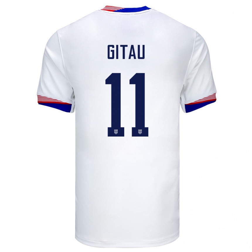 Kinder Fußball Vereinigte Staaten Andre Gitau #11 Weiß Heimtrikot Trikot 24-26 T-Shirt Luxemburg