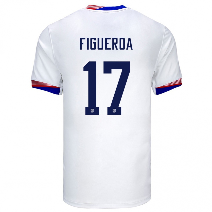 Kinder Fußball Vereinigte Staaten Keyrol Figueroa #17 Weiß Heimtrikot Trikot 24-26 T-Shirt Luxemburg