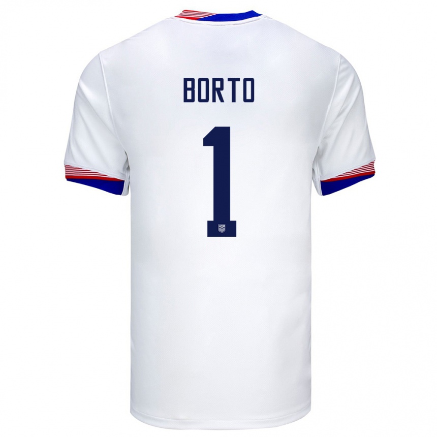 Kinder Fußball Vereinigte Staaten Alexander Borto #1 Weiß Heimtrikot Trikot 24-26 T-Shirt Luxemburg