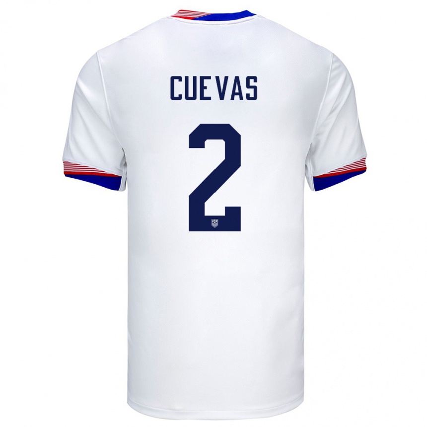 Kinder Fußball Vereinigte Staaten Mauricio Cuevas #2 Weiß Heimtrikot Trikot 24-26 T-Shirt Luxemburg