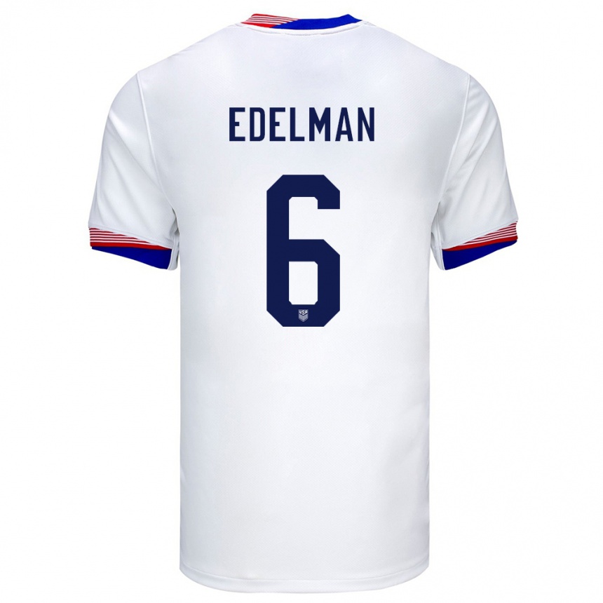 Kinder Fußball Vereinigte Staaten Daniel Edelman #6 Weiß Heimtrikot Trikot 24-26 T-Shirt Luxemburg