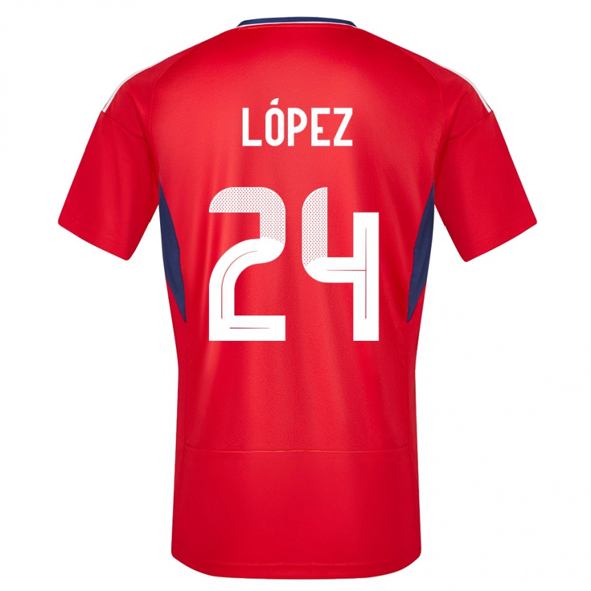 Kinder Fußball Costa Rica Douglas Lopez #24 Rot Heimtrikot Trikot 24-26 T-Shirt Luxemburg