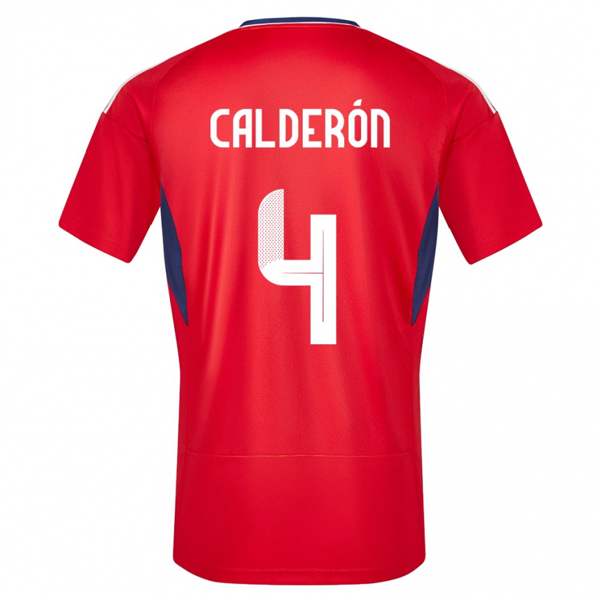 Kinder Fußball Costa Rica Brandon Calderon #4 Rot Heimtrikot Trikot 24-26 T-Shirt Luxemburg