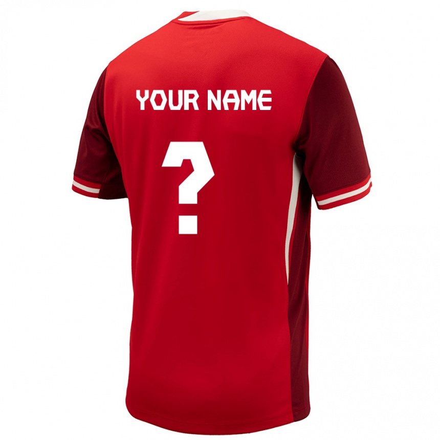 Kinder Fußball Kanada Ihren Namen #0 Rot Heimtrikot Trikot 24-26 T-Shirt Luxemburg