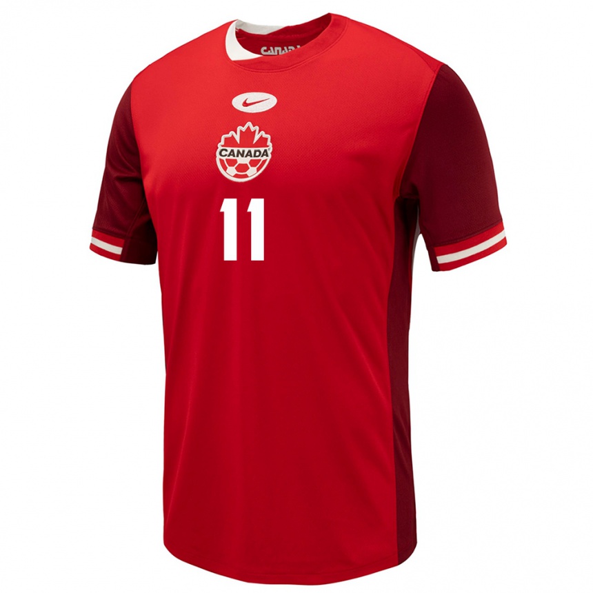 Kinder Fußball Kanada Kamron Habibullah #11 Rot Heimtrikot Trikot 24-26 T-Shirt Luxemburg