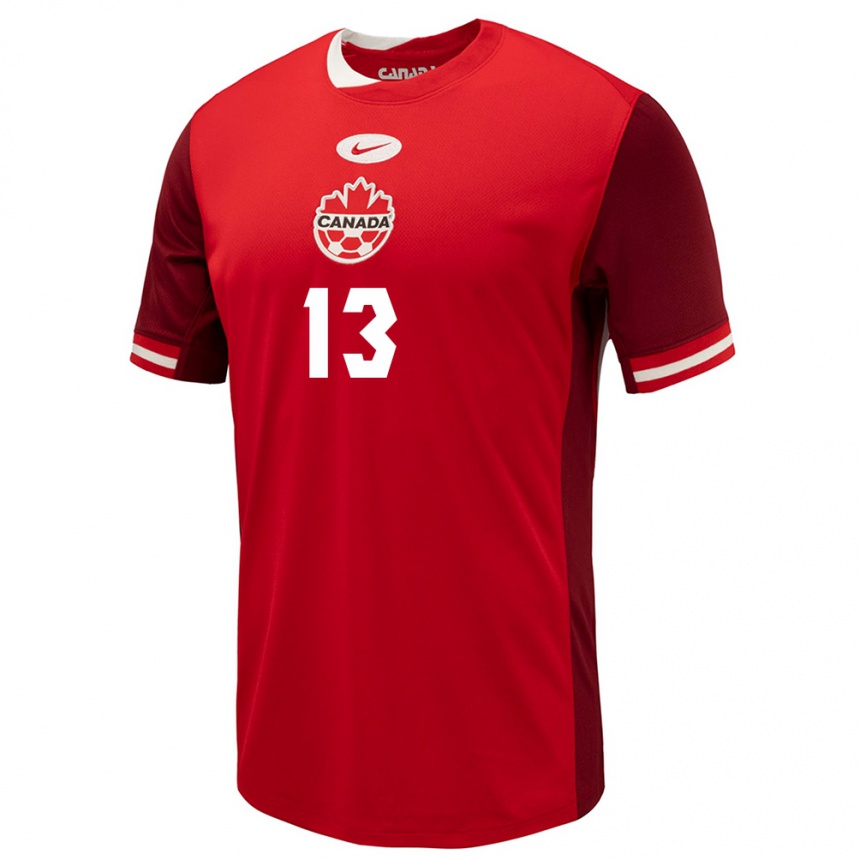 Kinder Fußball Kanada Kobe Franklin #13 Rot Heimtrikot Trikot 24-26 T-Shirt Luxemburg
