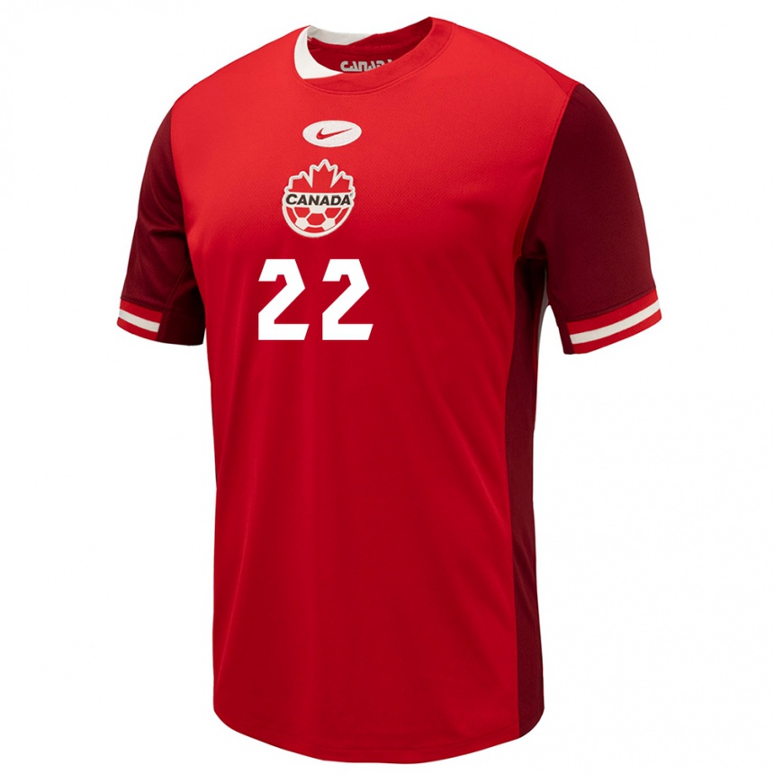 Kinder Fußball Kanada Richie Laryea #22 Rot Heimtrikot Trikot 24-26 T-Shirt Luxemburg
