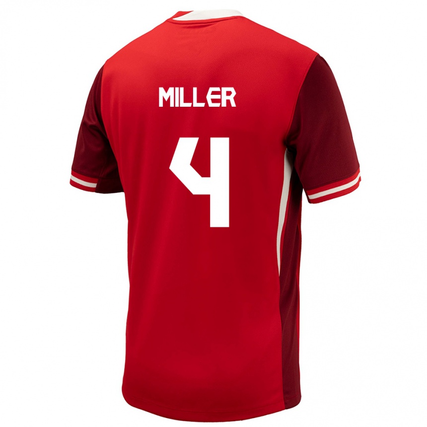 Kinder Fußball Kanada Kamal Miller #4 Rot Heimtrikot Trikot 24-26 T-Shirt Luxemburg