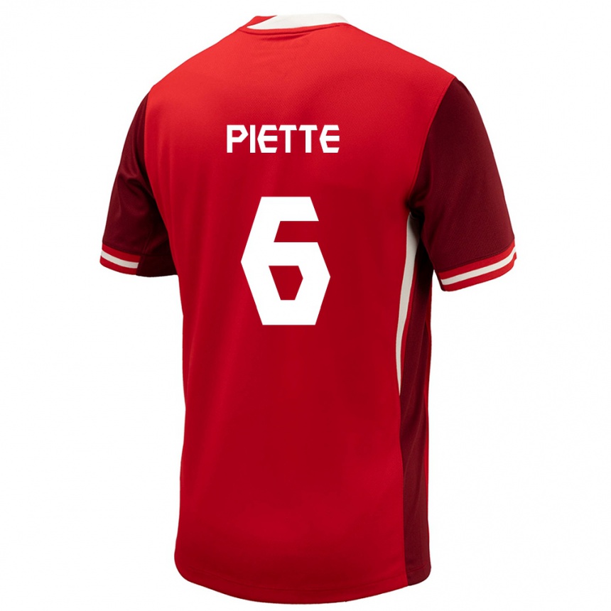 Kinder Fußball Kanada Samuel Piette #6 Rot Heimtrikot Trikot 24-26 T-Shirt Luxemburg