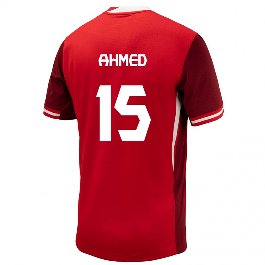 Kinder Fußball Kanada Ali Ahmed #15 Rot Heimtrikot Trikot 24-26 T-Shirt Luxemburg