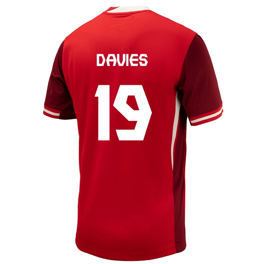 Kinder Fußball Kanada Alphonso Davies #19 Rot Heimtrikot Trikot 24-26 T-Shirt Luxemburg