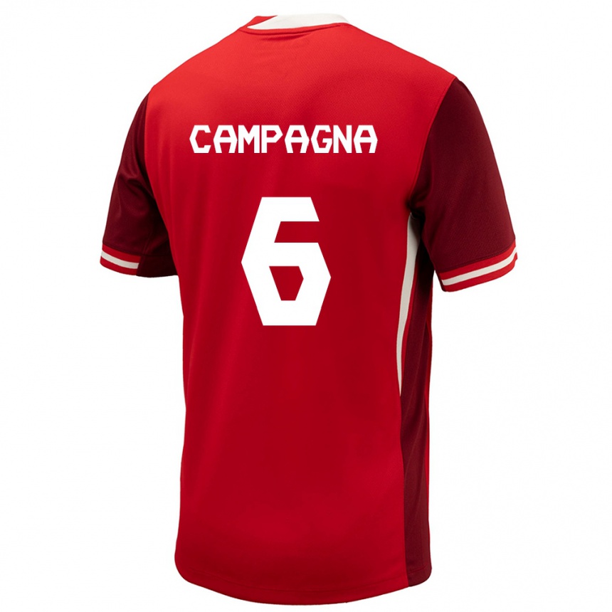 Kinder Fußball Kanada Matteo Campagna #6 Rot Heimtrikot Trikot 24-26 T-Shirt Luxemburg