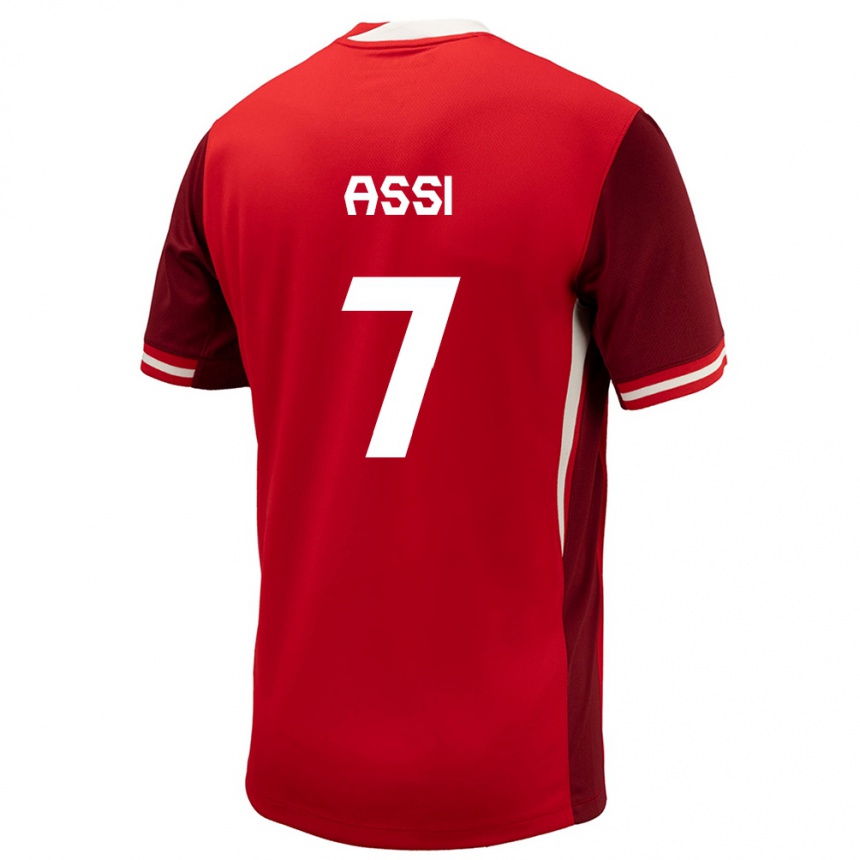 Kinder Fußball Kanada Jean Aniel Assi #7 Rot Heimtrikot Trikot 24-26 T-Shirt Luxemburg