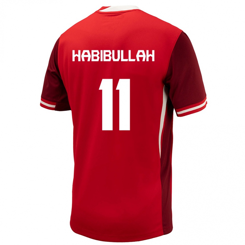 Kinder Fußball Kanada Kamron Habibullah #11 Rot Heimtrikot Trikot 24-26 T-Shirt Luxemburg