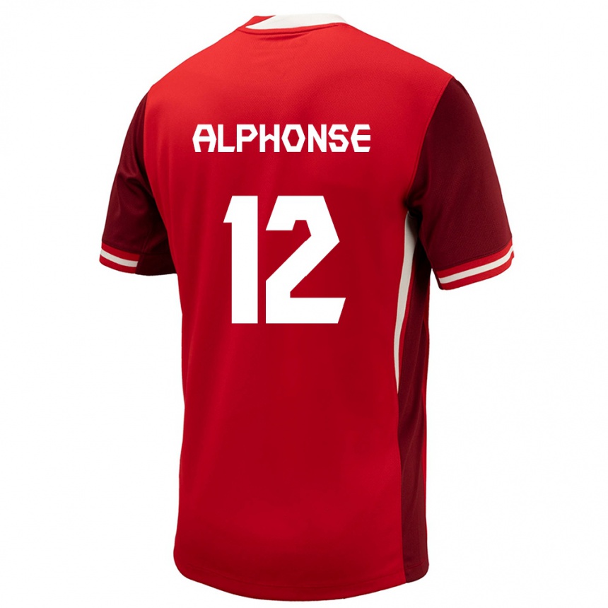 Kinder Fußball Kanada Jefferson Alphonse #12 Rot Heimtrikot Trikot 24-26 T-Shirt Luxemburg