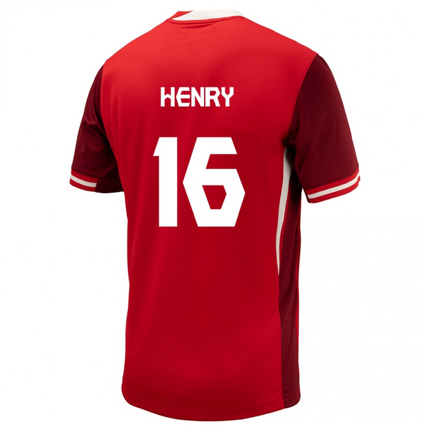 Kinder Fußball Kanada Mael Henry #16 Rot Heimtrikot Trikot 24-26 T-Shirt Luxemburg