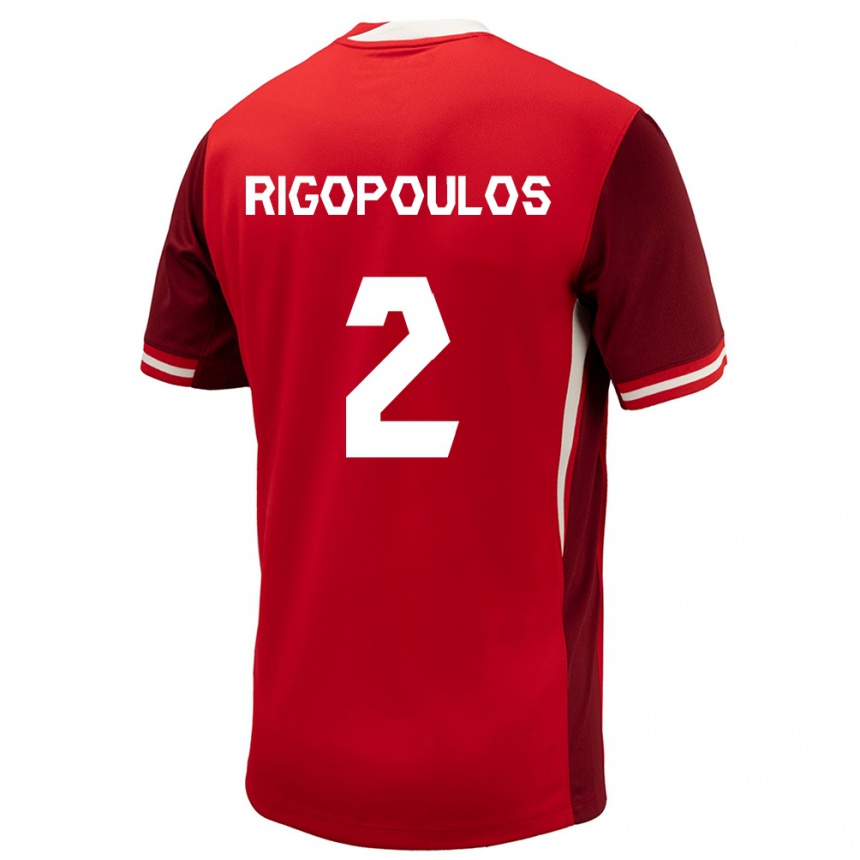 Kinder Fußball Kanada Theo Rigopoulos #2 Rot Heimtrikot Trikot 24-26 T-Shirt Luxemburg