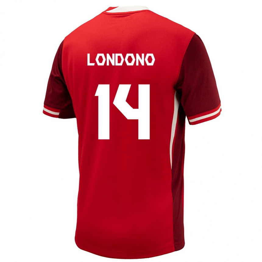 Kinder Fußball Kanada Tyler Londono #14 Rot Heimtrikot Trikot 24-26 T-Shirt Luxemburg