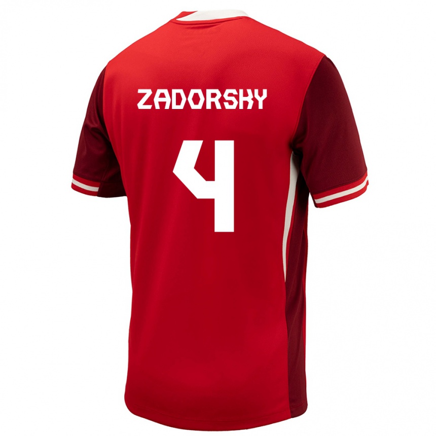 Kinder Fußball Kanada Shelina Zadorsky #4 Rot Heimtrikot Trikot 24-26 T-Shirt Luxemburg