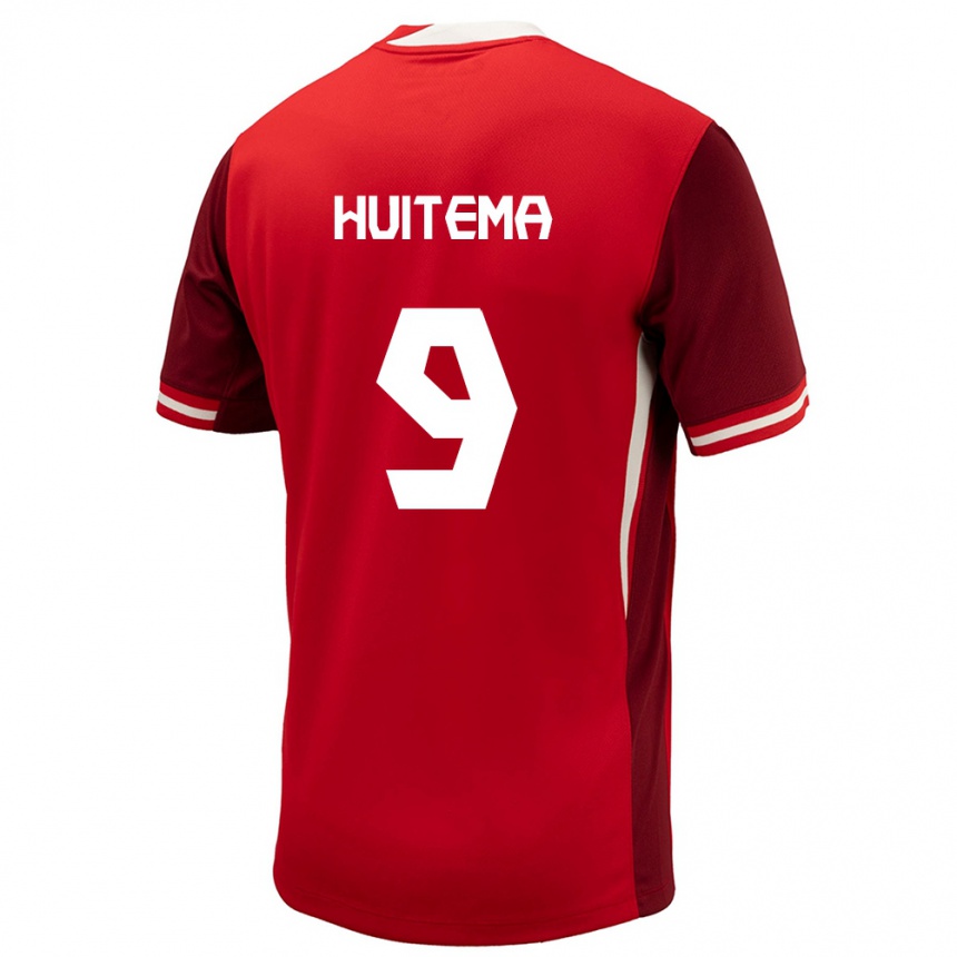 Kinder Fußball Kanada Jordyn Huitema #9 Rot Heimtrikot Trikot 24-26 T-Shirt Luxemburg
