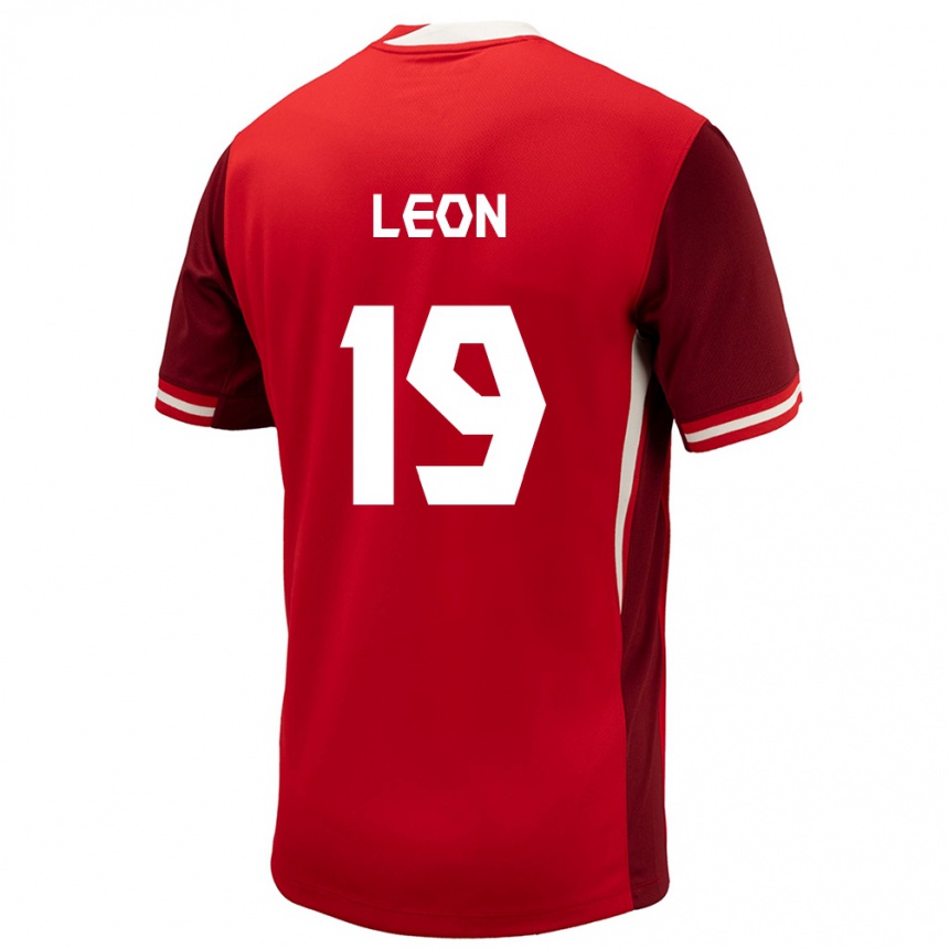 Kinder Fußball Kanada Adriana Leon #19 Rot Heimtrikot Trikot 24-26 T-Shirt Luxemburg