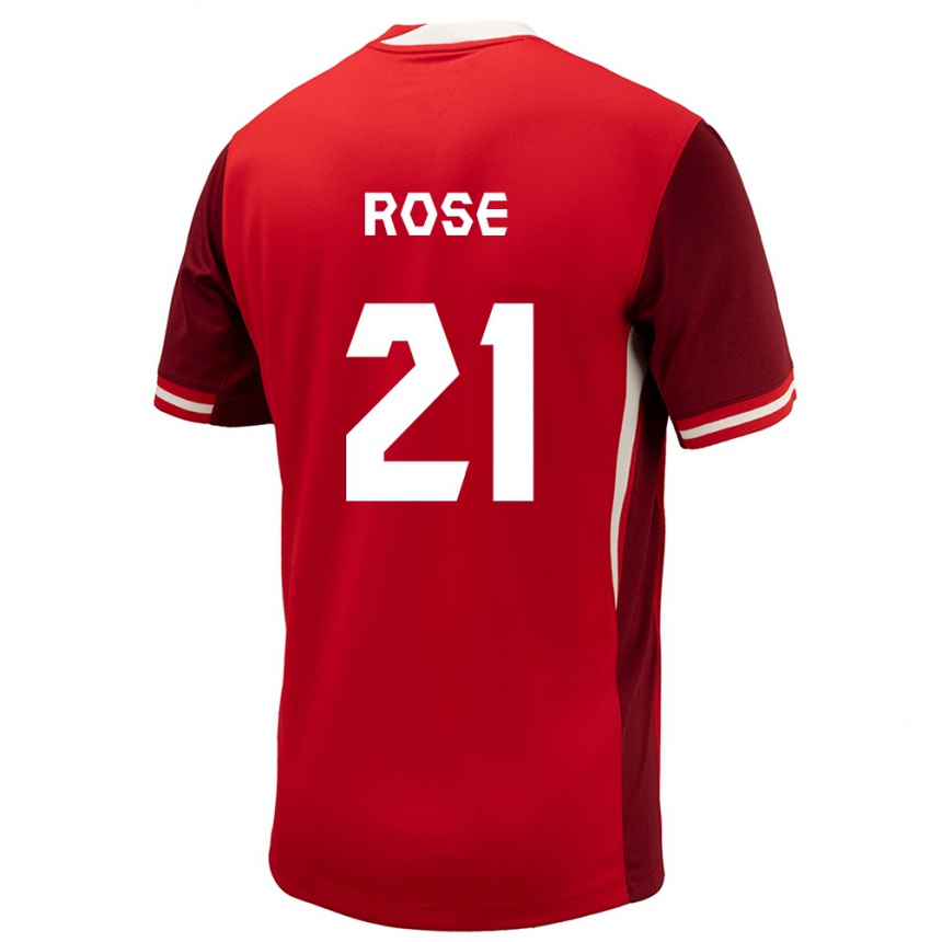 Kinder Fußball Kanada Jade Rose #21 Rot Heimtrikot Trikot 24-26 T-Shirt Luxemburg