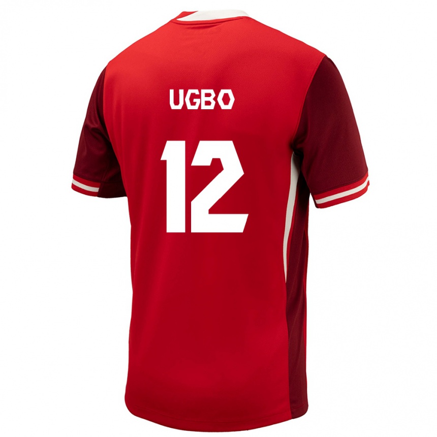 Kinder Fußball Kanada Ike Ugbo #12 Rot Heimtrikot Trikot 24-26 T-Shirt Luxemburg