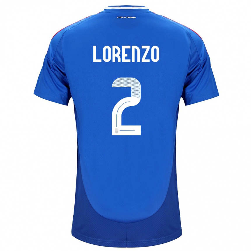 Kinder Fußball Italien Giovanni Di Lorenzo #2 Blau Heimtrikot Trikot 24-26 T-Shirt Luxemburg