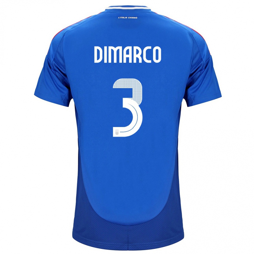 Kinder Fußball Italien Federico Dimarco #3 Blau Heimtrikot Trikot 24-26 T-Shirt Luxemburg