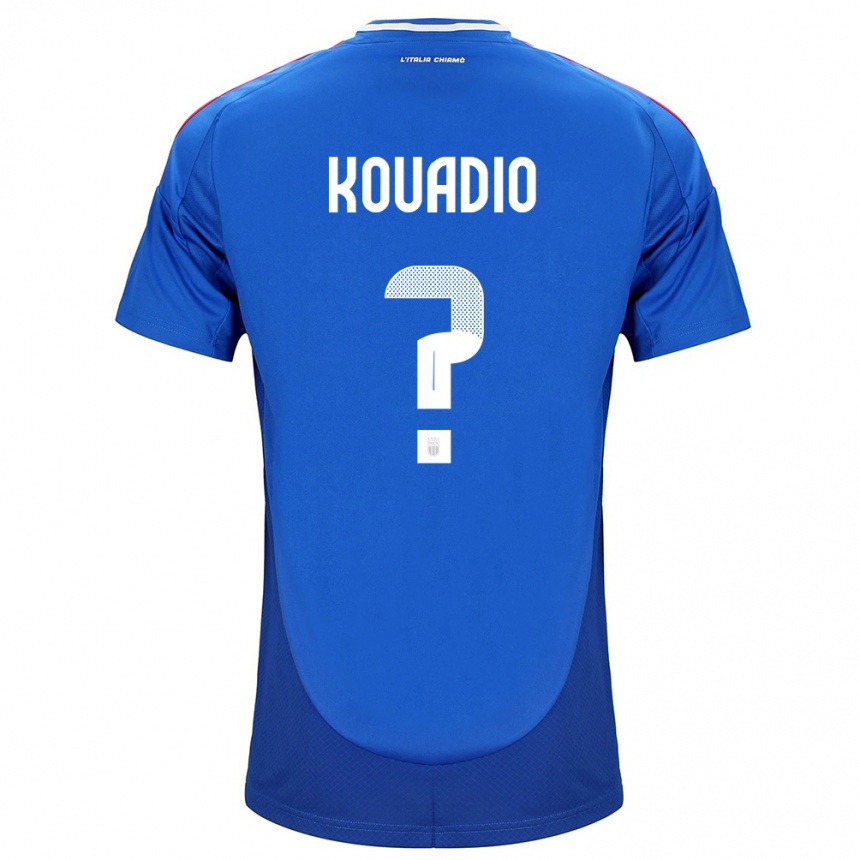 Kinder Fußball Italien Eddy Kouadio #0 Blau Heimtrikot Trikot 24-26 T-Shirt Luxemburg