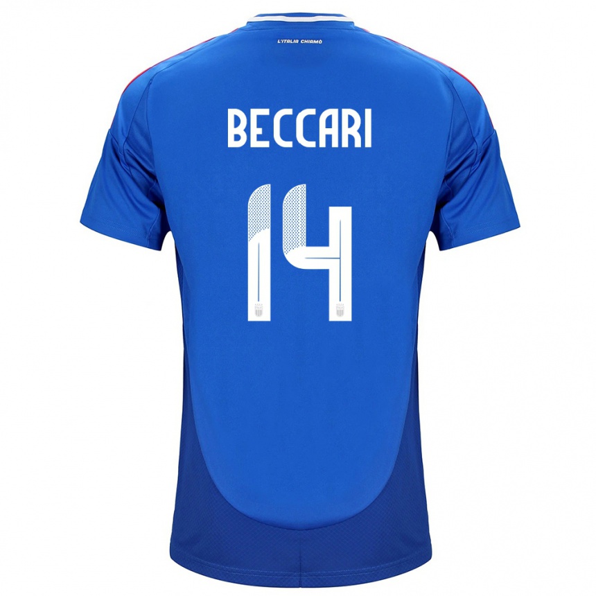 Kinder Fußball Italien Chiara Beccari #14 Blau Heimtrikot Trikot 24-26 T-Shirt Luxemburg