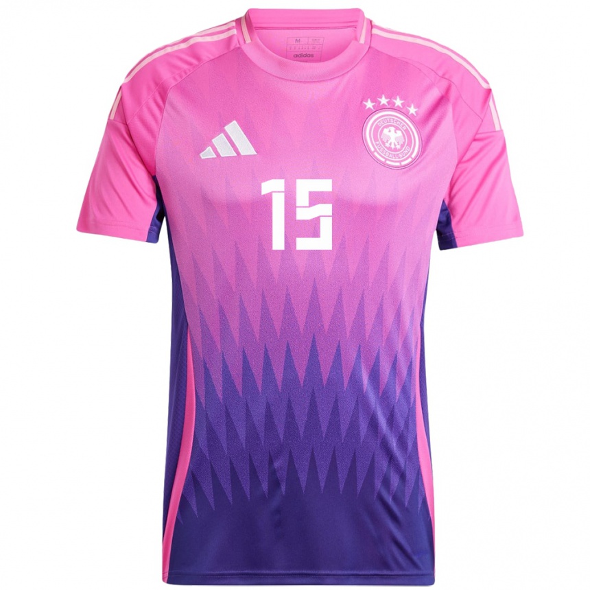 Kinder Fußball Deutschland Yann Aurel Bisseck #15 Pink Lila Auswärtstrikot Trikot 24-26 T-Shirt Luxemburg