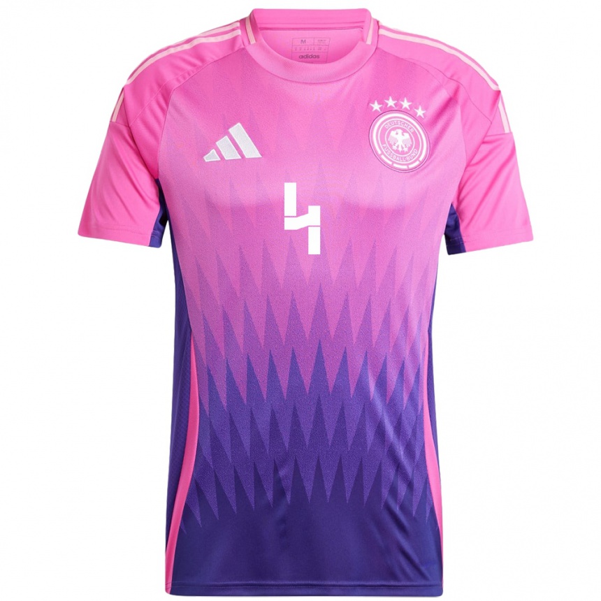 Kinder Fußball Deutschland Matthias Ginter #4 Pink Lila Auswärtstrikot Trikot 24-26 T-Shirt Luxemburg