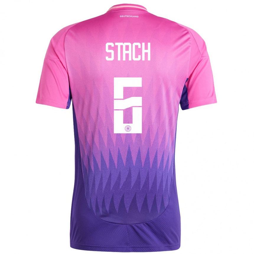 Kinder Fußball Deutschland Anton Stach #6 Pink Lila Auswärtstrikot Trikot 24-26 T-Shirt Luxemburg