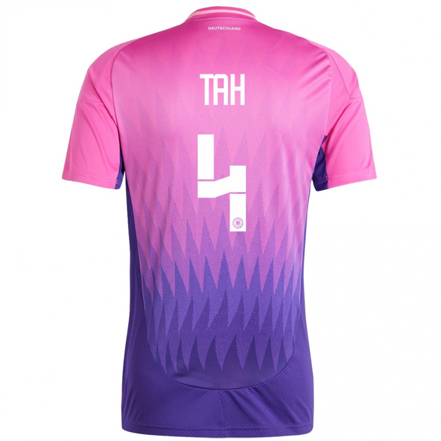 Kinder Fußball Deutschland Jonathan Tah #4 Pink Lila Auswärtstrikot Trikot 24-26 T-Shirt Luxemburg