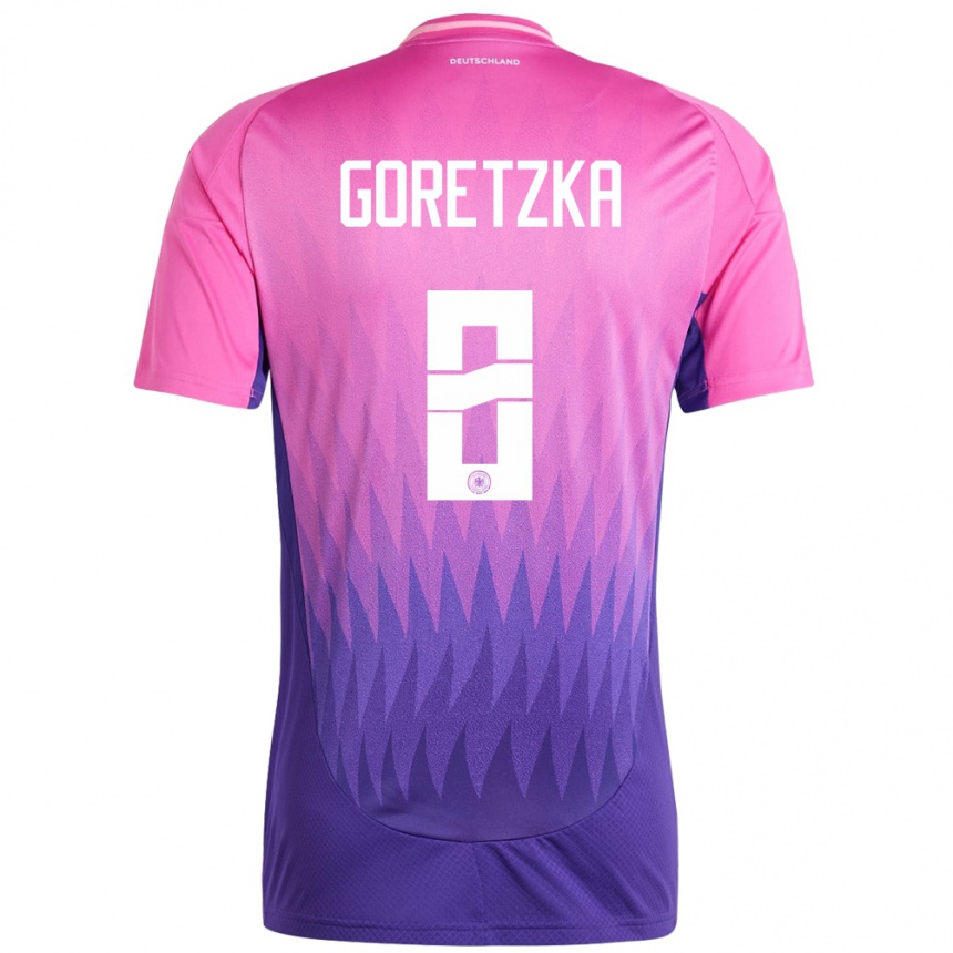 Kinder Fußball Deutschland Leon Goretzka #8 Pink Lila Auswärtstrikot Trikot 24-26 T-Shirt Luxemburg