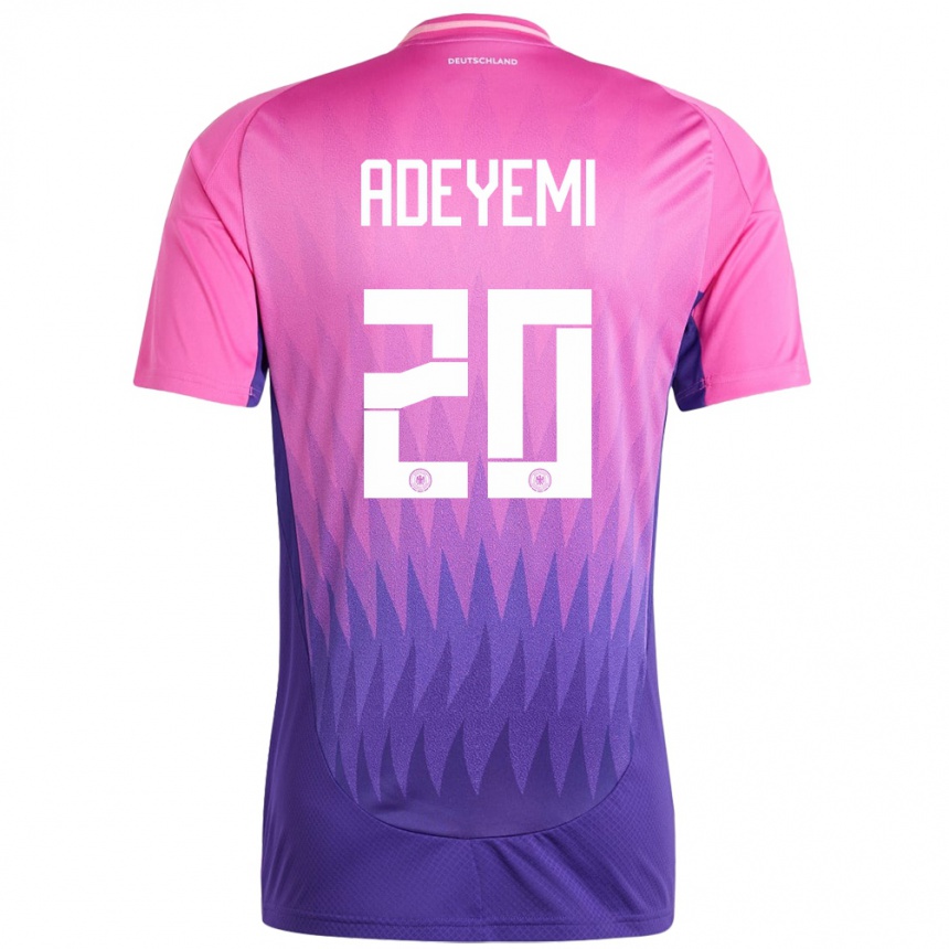 Kinder Fußball Deutschland Karim Adeyemi #20 Pink Lila Auswärtstrikot Trikot 24-26 T-Shirt Luxemburg