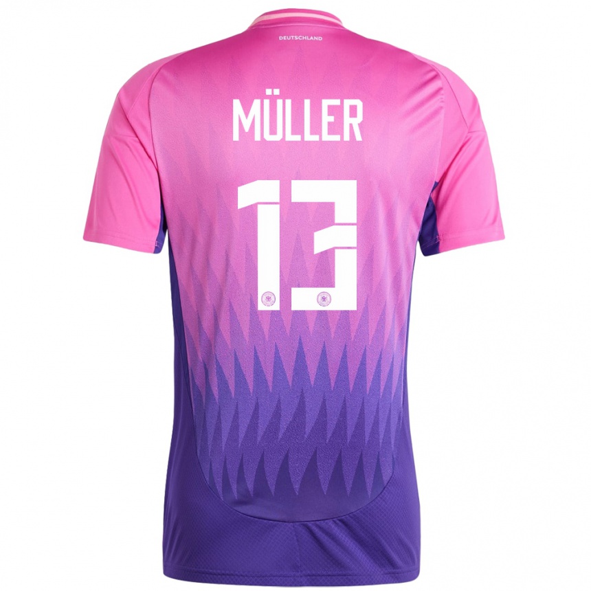 Kinder Fußball Deutschland Thomas Muller #13 Pink Lila Auswärtstrikot Trikot 24-26 T-Shirt Luxemburg