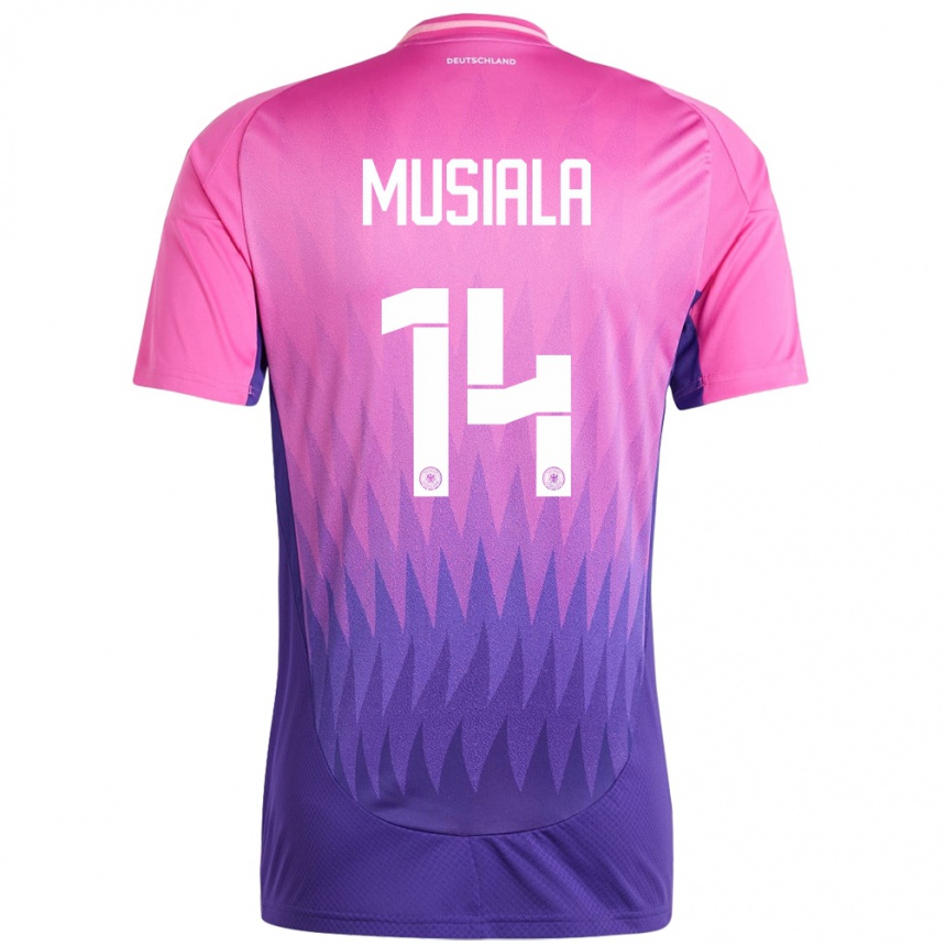 Kinder Fußball Deutschland Jamal Musiala #14 Pink Lila Auswärtstrikot Trikot 24-26 T-Shirt Luxemburg