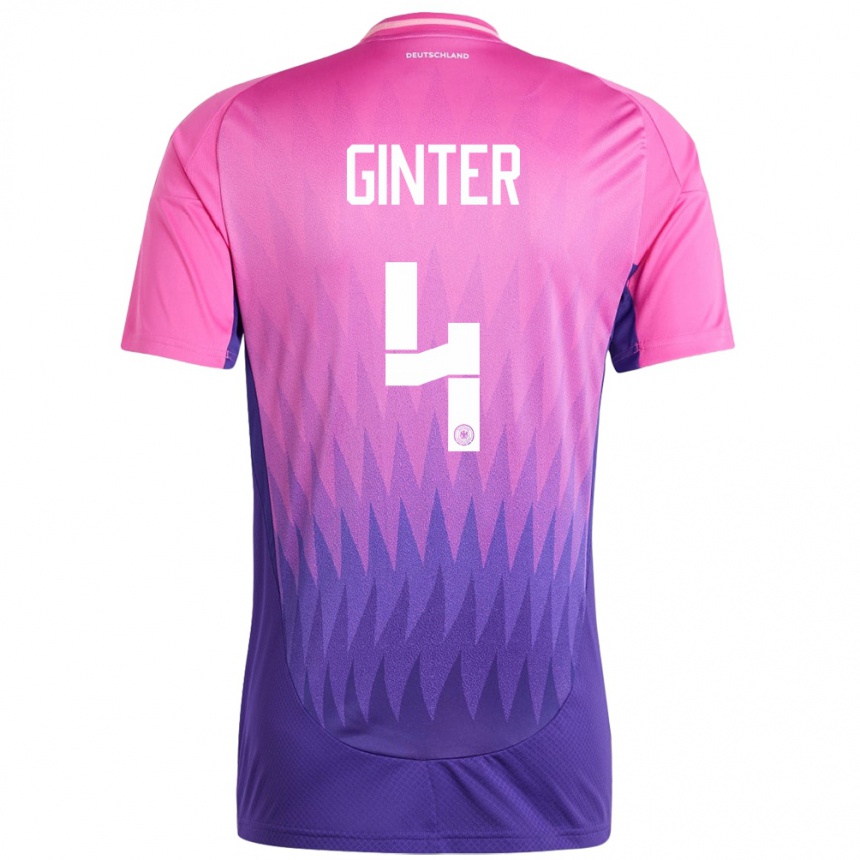 Kinder Fußball Deutschland Matthias Ginter #4 Pink Lila Auswärtstrikot Trikot 24-26 T-Shirt Luxemburg