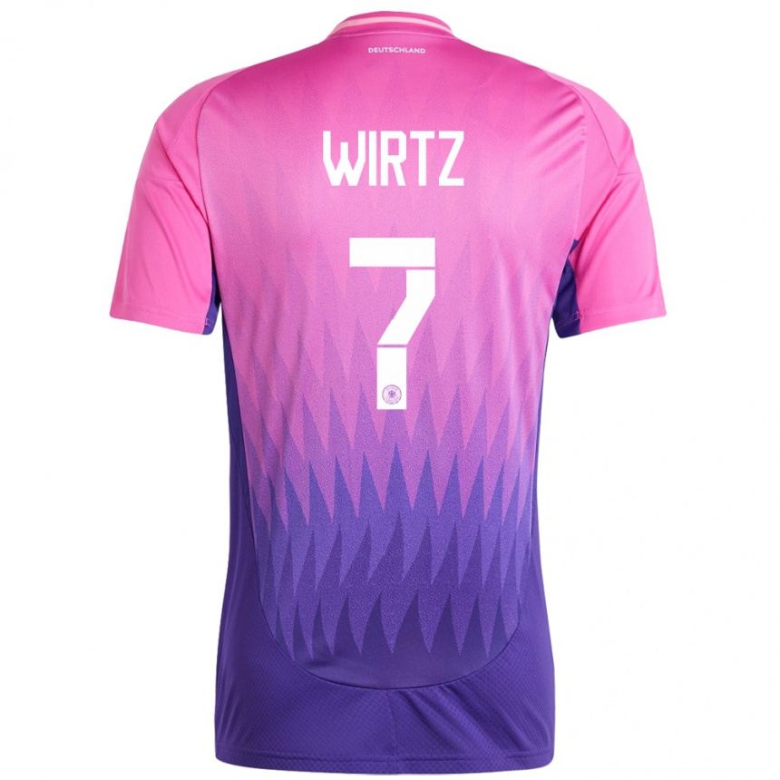 Kinder Fußball Deutschland Florian Wirtz #7 Pink Lila Auswärtstrikot Trikot 24-26 T-Shirt Luxemburg