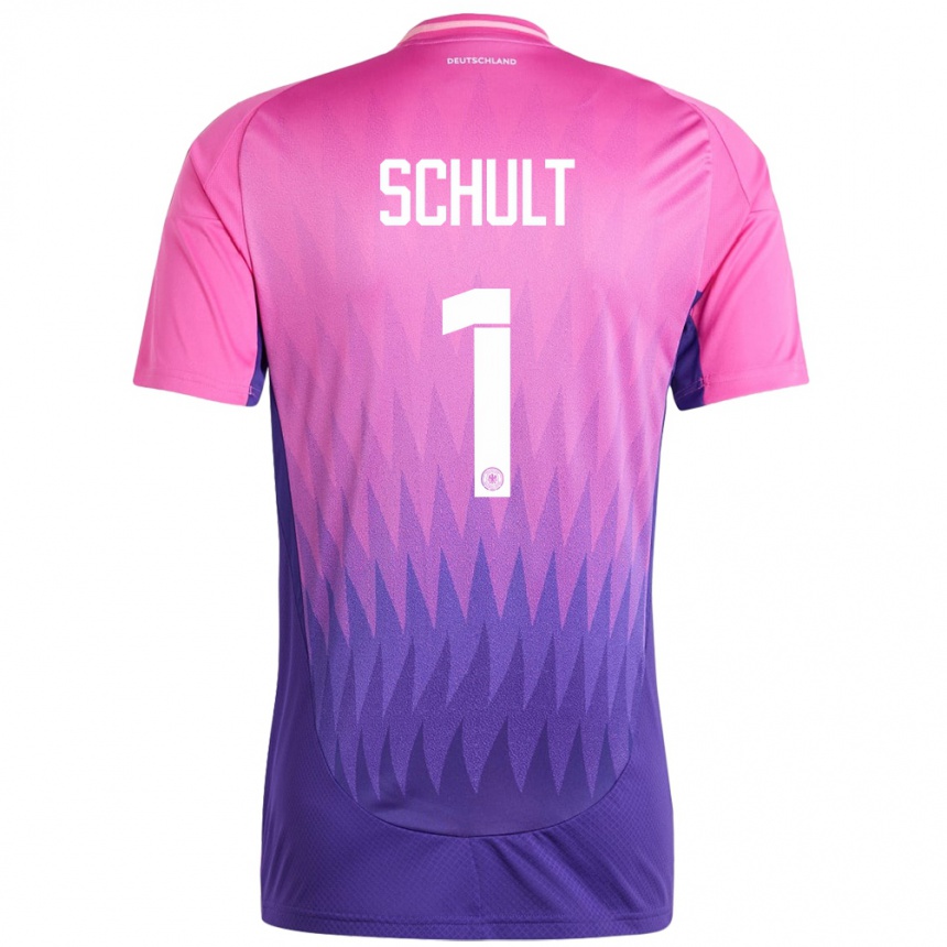 Kinder Fußball Deutschland Almuth Schult #1 Pink Lila Auswärtstrikot Trikot 24-26 T-Shirt Luxemburg