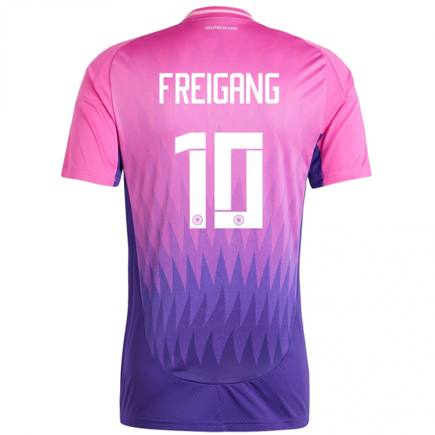 Kinder Fußball Deutschland Laura Freigang #10 Pink Lila Auswärtstrikot Trikot 24-26 T-Shirt Luxemburg