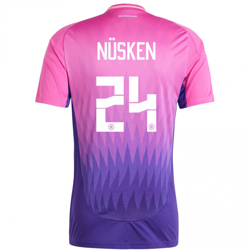 Kinder Fußball Deutschland Sjoeke Nusken #24 Pink Lila Auswärtstrikot Trikot 24-26 T-Shirt Luxemburg