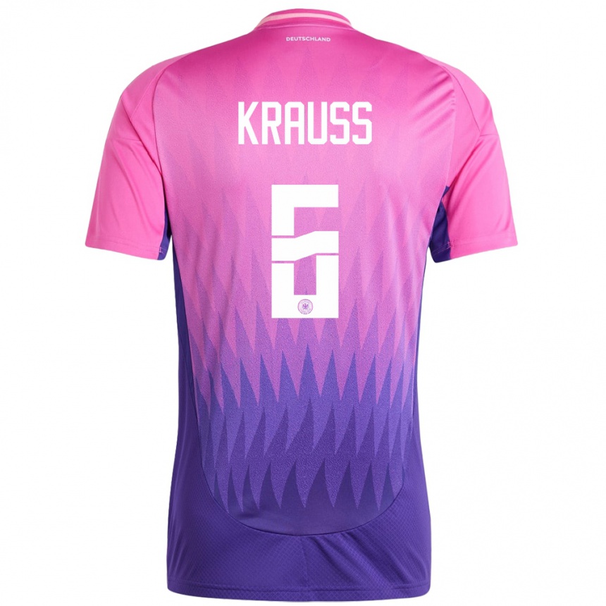 Kinder Fußball Deutschland Tom Kraub #6 Pink Lila Auswärtstrikot Trikot 24-26 T-Shirt Luxemburg