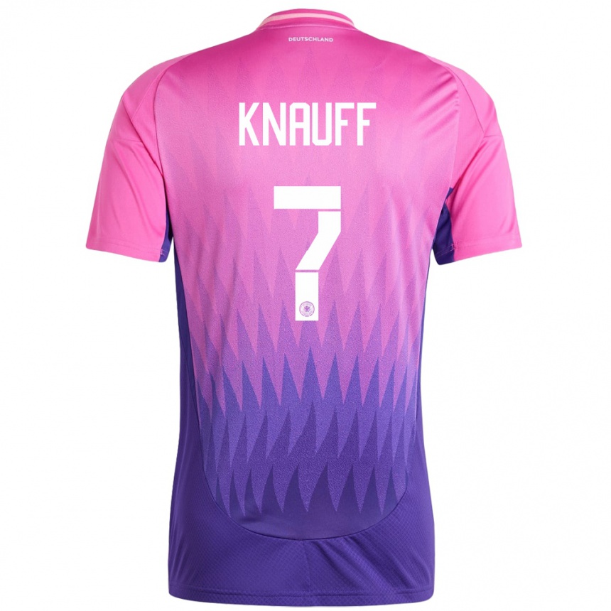 Kinder Fußball Deutschland Ansgar Knauff #7 Pink Lila Auswärtstrikot Trikot 24-26 T-Shirt Luxemburg