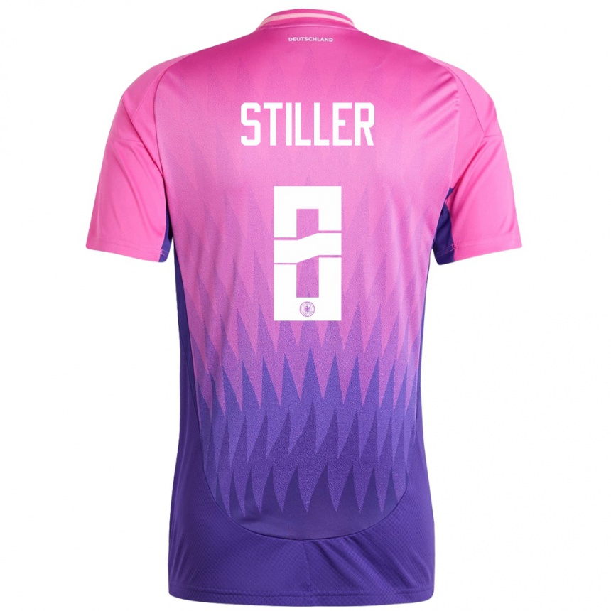 Kinder Fußball Deutschland Angelo Stiller #8 Pink Lila Auswärtstrikot Trikot 24-26 T-Shirt Luxemburg