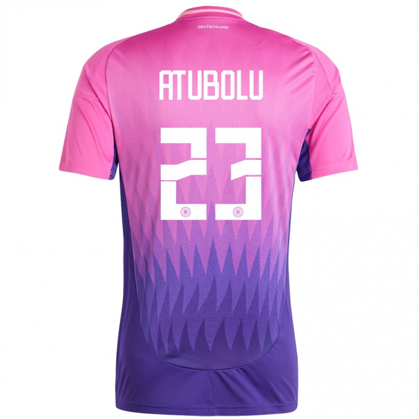 Kinder Fußball Deutschland Noah Atubolu #23 Pink Lila Auswärtstrikot Trikot 24-26 T-Shirt Luxemburg